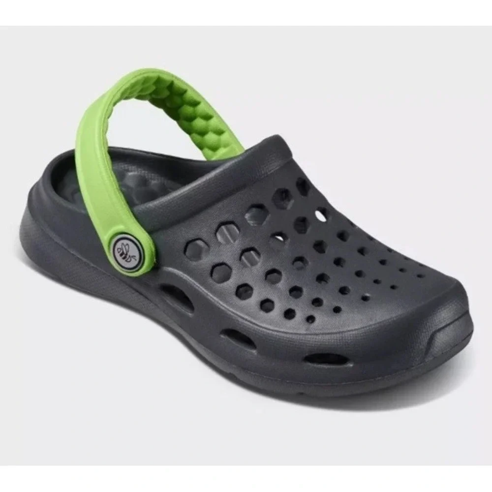 Joybees Toddler Harper Slip-On Clogs Charcoal Gray/Lime - Kids Toddler Size 8 9